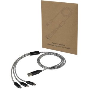 Alphecca - kabel ładujący 5 w 1 wykonany z recyklingowanego aluminium i tworzywa RPET   P178896C 