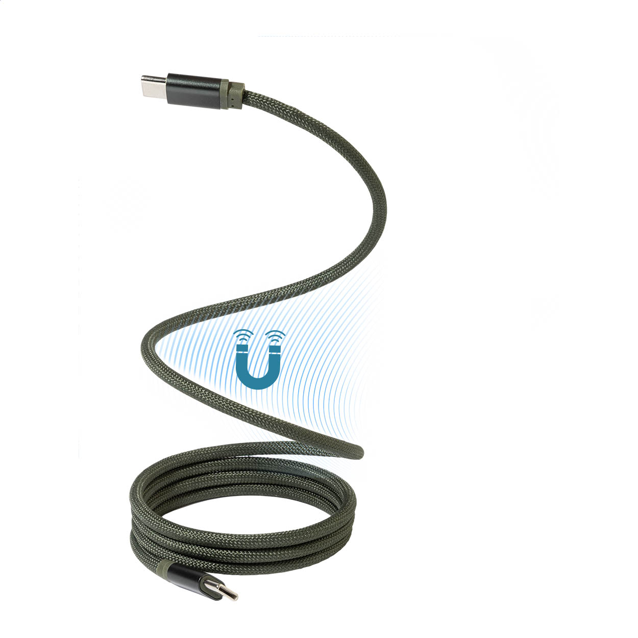 Magnetický 60W kabel USB-C Magsle P180476D ciemnozielony