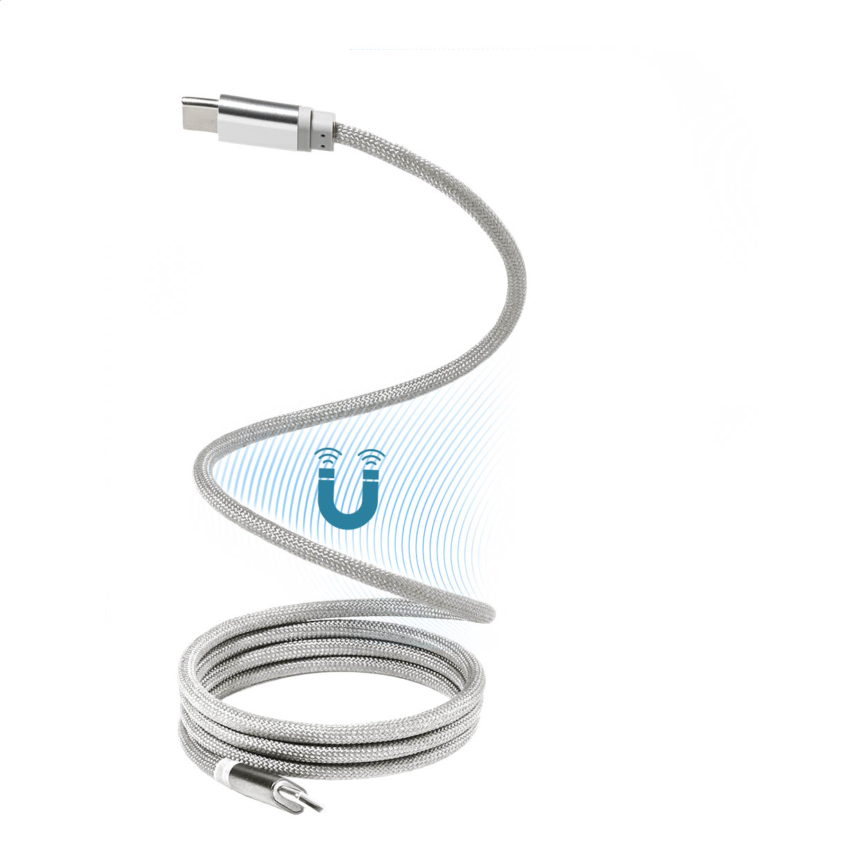 Magnetický 60W kabel USB-C Magsle P180476D srebrny